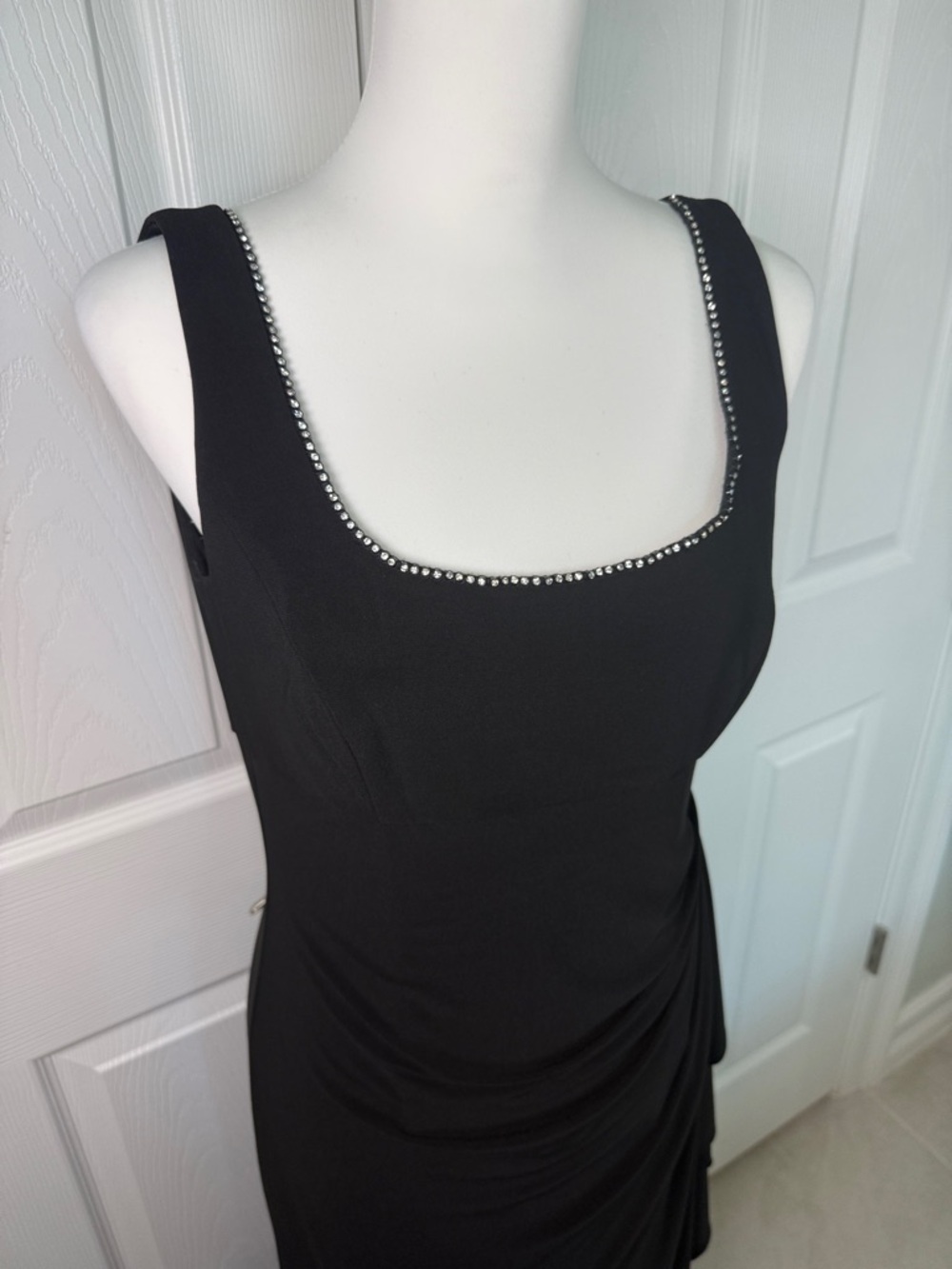 Alex Evenings Black Sleeveless Evening Gown with Beaded Scoop Neck - Picture 2 of 10